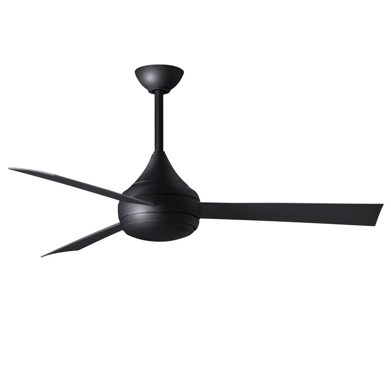 Donaire LED Outdoor Downrod Ceiling Fan, Matte Black, Matte Black