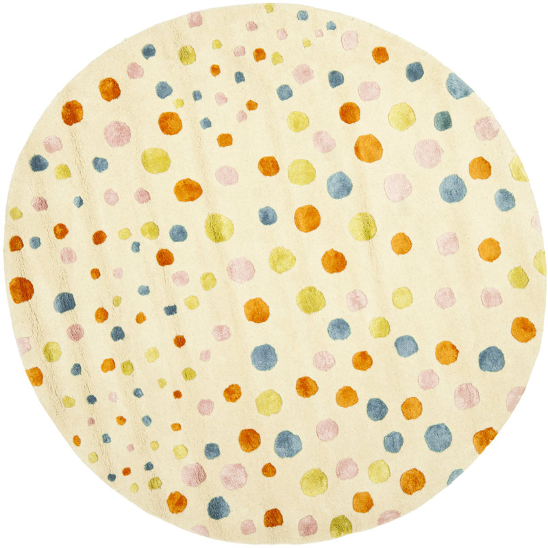Tapis ivoire touffeté à la main Amier, Rond 6 pi