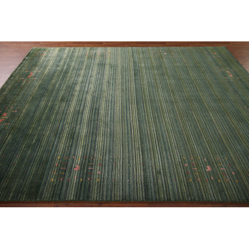 Tapis oriental rayé vert Gabbeh