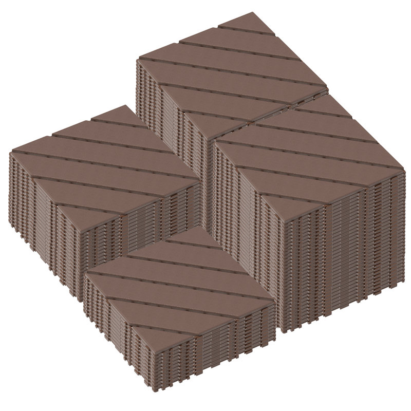 12 tuiles de terrasse en plastique imperméables 12 "X12" pour patio, Brun