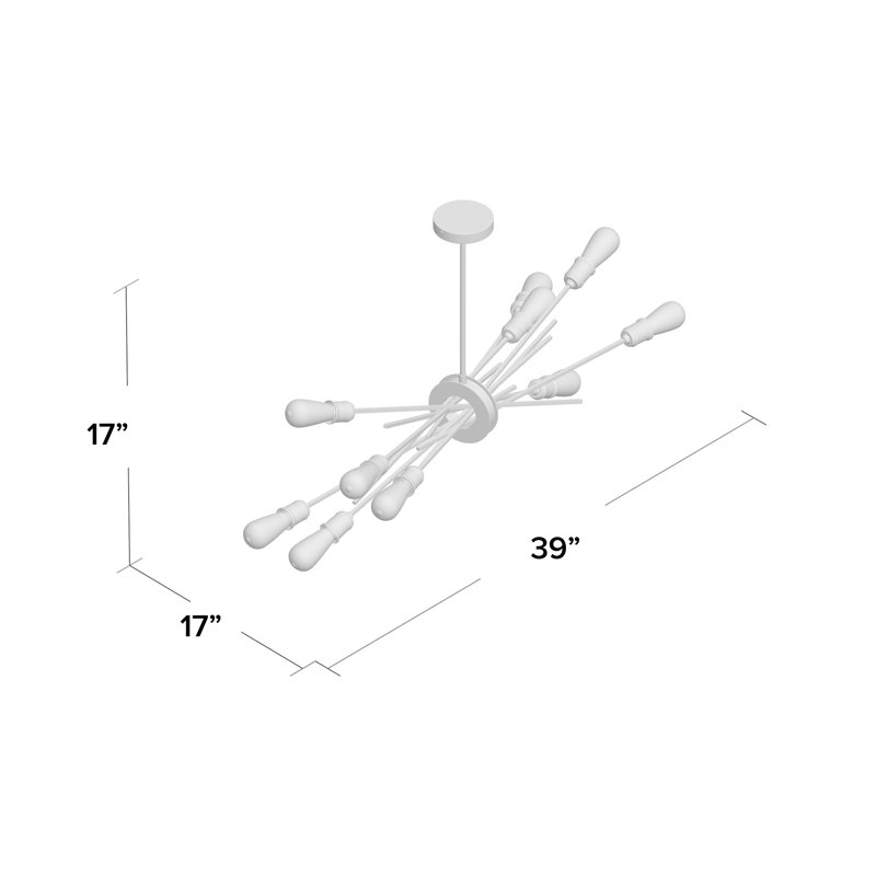 Nebraska 10 Light Sputnik Modern Linear Chandelier, Matte White
