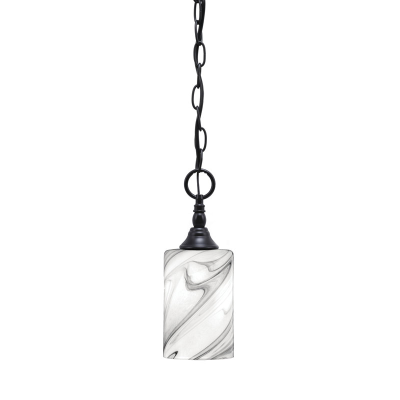 Mini-luminaire suspendu en chaîne avec verre, Noir mat