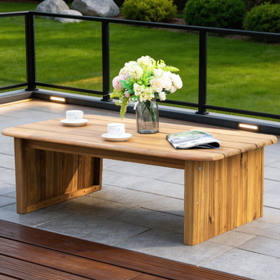 Table basse d'extérieur rectangulaire en acacia
