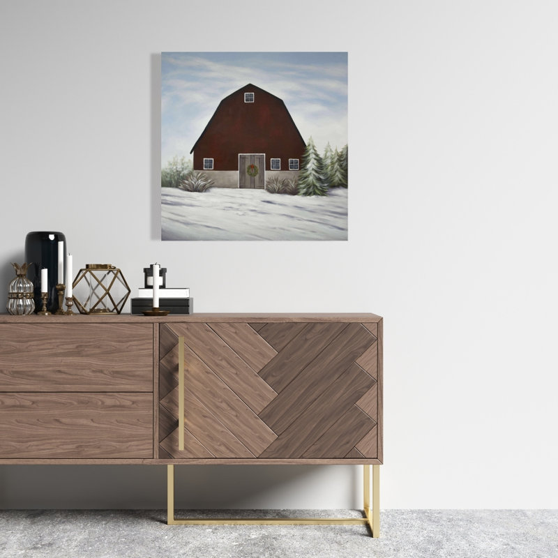 Toile blanche Winter Farm | Art mural Home Decor