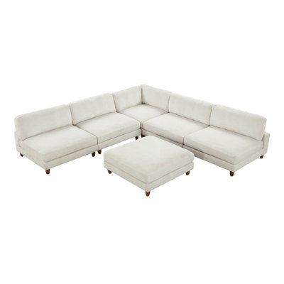 134" W Contemporary Sectional, Beige
