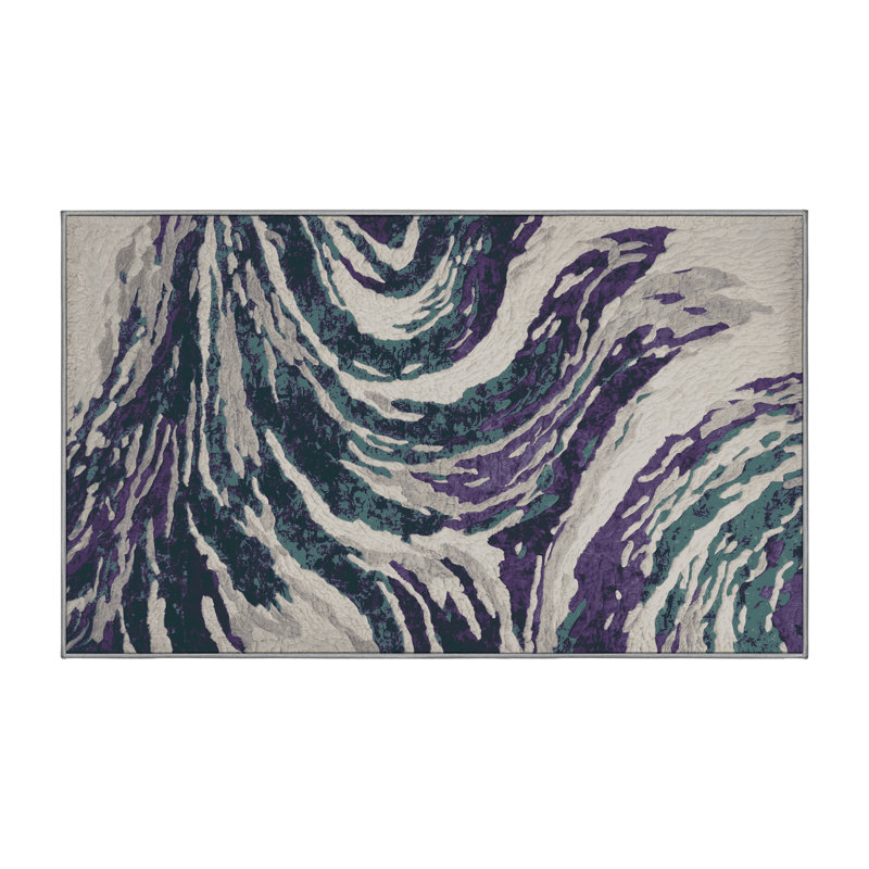 Machine Washable Gray Area Rug, Runner 2' x 4'