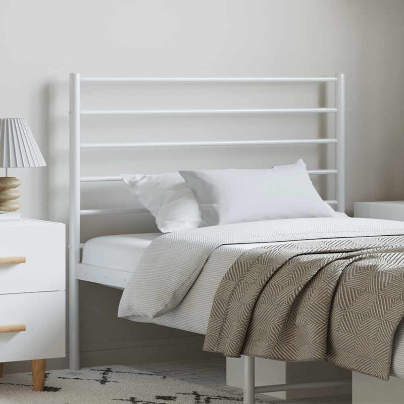 Tête de lit en métal durable, style moderne, 39.4", Blanc