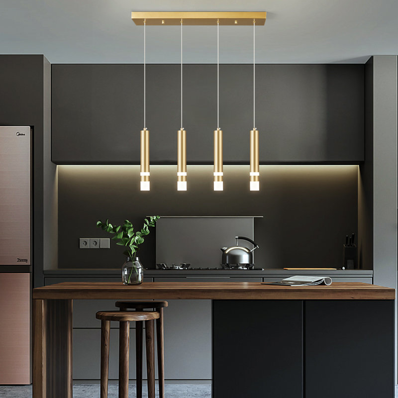 Mini luminaire suspendu à DEL 4 lumières Mykayla, Or