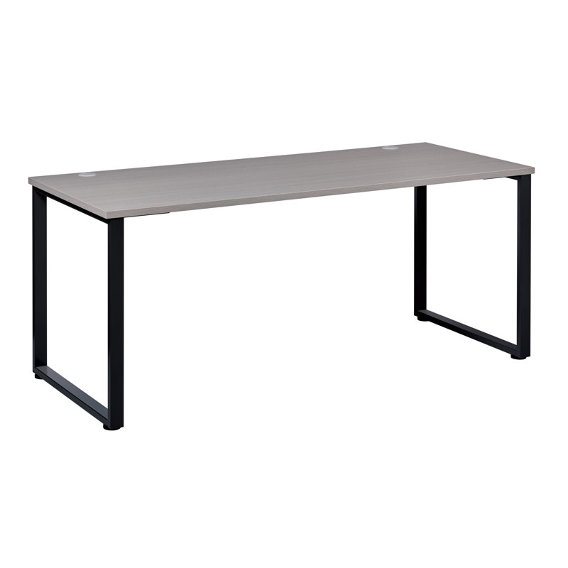 Gray Elm and Black Metal Desk with Drawer, 60"