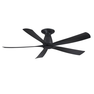 Kute5 52 inch Flush Indoor/Outdoor Smart Ceiling Fan - Black with Black Blades