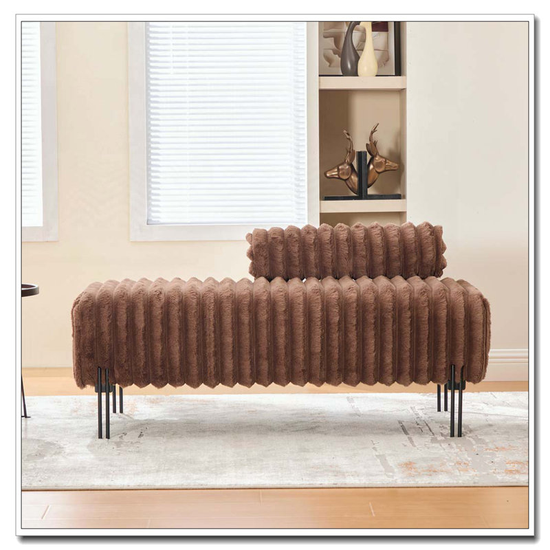 49.6" Wide Upholstered Bench with Adjustable Back, Brown