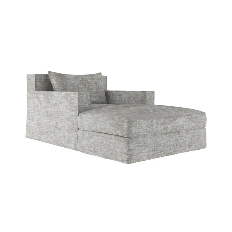 Mulberry Chaise Lounge, Plush Velvet Silver Streak, Weathered