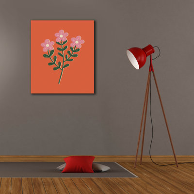 «Epic Graffiti», art floral sur toile «Pink and Green Flower Trio On Orange» par Club Daydream, 26 po x 30 po