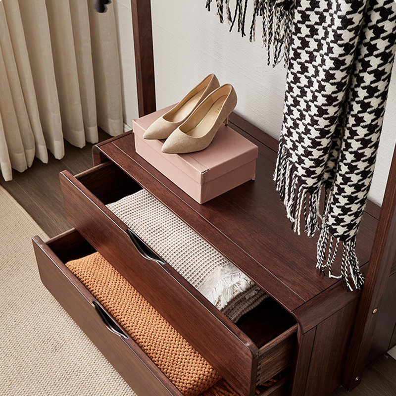 Space-Saving Hall Tree w Drawers Storage Shelves