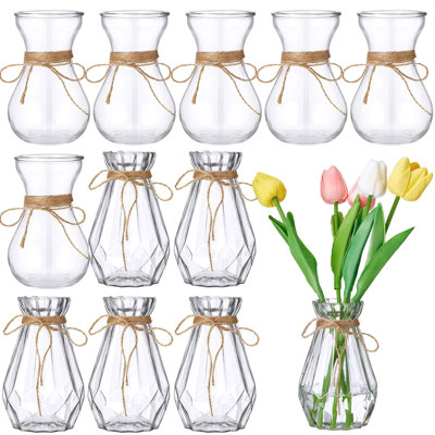 12 petits vases à bourgeons en verre pour centres de mariage Mini vases à fleurs en vrac en jacinthe avec des récipients pour plantes de mariage Décoration de table pour la maison