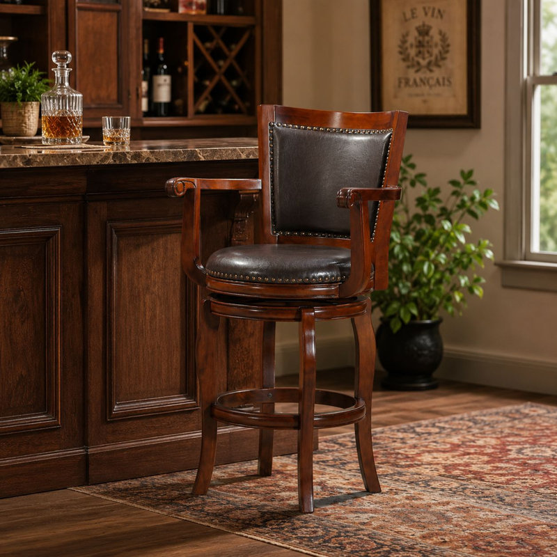 Tabouret de bar Greer, Cerisier/Noir, Brun foncé, Tabouret de bar (siège d'une hauteur de 29 po)