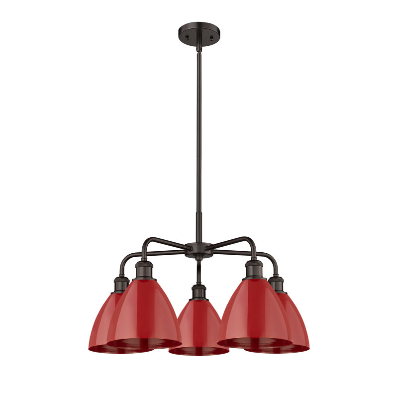 Lustre en dôme à 5 lumières Trickett, Rouge, Bronze huilé