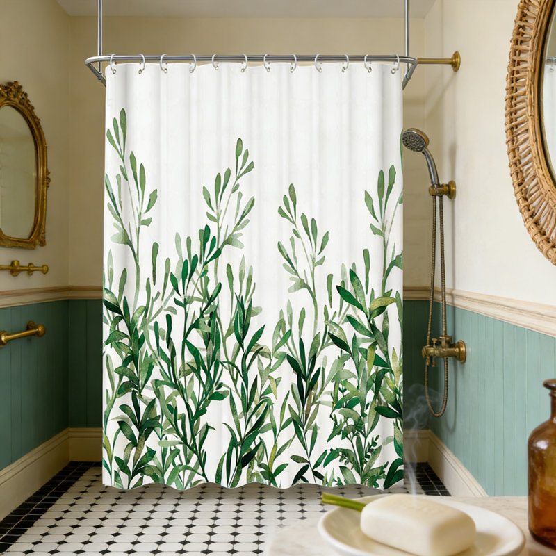Ensemble de rideau de douche Leaves, 70 po H x 59 po L