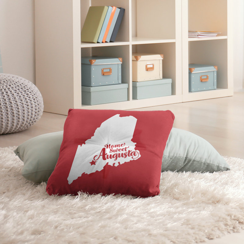 Reversible Throw Pillow, 30" H x 30" W, Red, Augusta/Maine