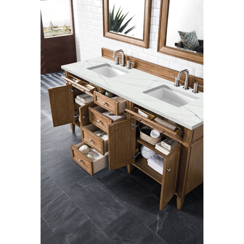 Brittany 72'' W Double Vanity, Saddle Brown, Ethereal Noctis
