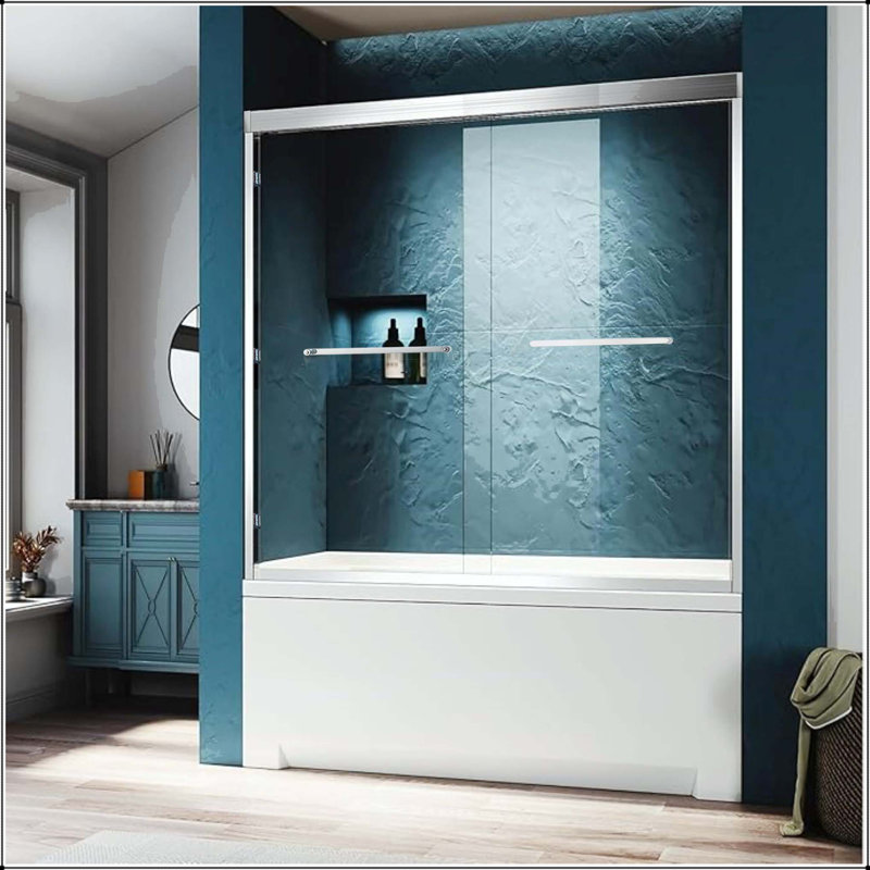 Porte de douche coulissante double 56-60 x 60 - verre de 6 mm, cadre chromé