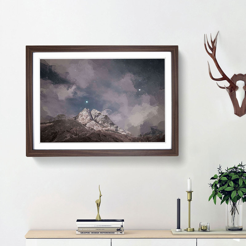 Stars Above the Himalayas - Picture Frame Graphic Art Print, Walnut Framed, 48cm H x 65cm W x 2cm D