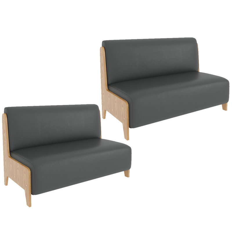 Banc rembourré en similicuir Minne, Noir