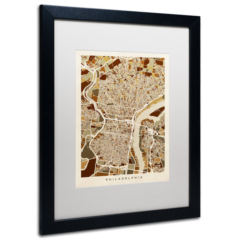 « philadelphia street map ii », reproduction d’impression sur toile encadrée, H 20 po x l 16 po x P 0,5 po