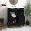 Meuble-lavabo noir avec lavabo supérieur, meuble-lavabo moderne avec 2 tiroirs et un tiroir basculant, meuble-lavabo simple