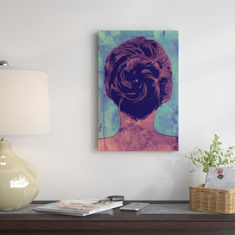 Peinture à cheveux sur toile tendue, H 26 po x l 18 po x P 1,5 po