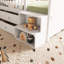 Lit mezzanine simple en blanc avec DEL et rangement - Tête de lit en forme de maison pour lit stable, tête de lit-397766113