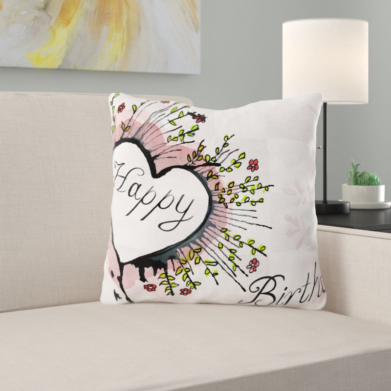 Housse et insert de coussin extérieur mâle Happyy Happy Birthday, Microsuède, Intérieur
