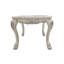 Table carrée avec placage en bois, sans rangement, meuble de style transitionnel carré, blanc os, élément d'ornement traditionnel