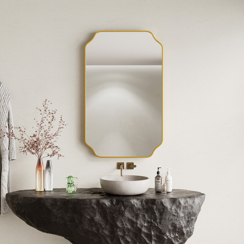 Miroir mural irrégulier, Doré, 36 po x 24 po