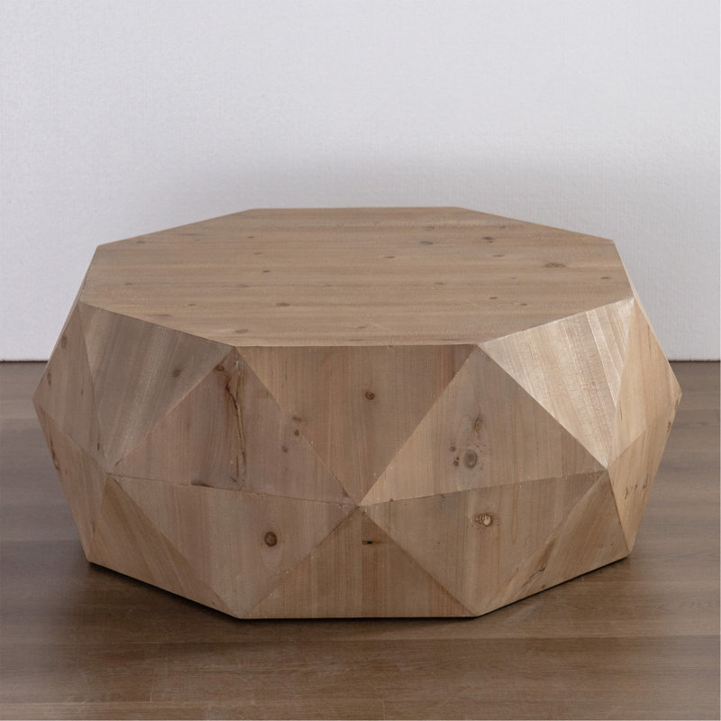 38"Three-Dimensional Embossed Pattern Design American Retro Style Coffee Table, Brown, Light Brown