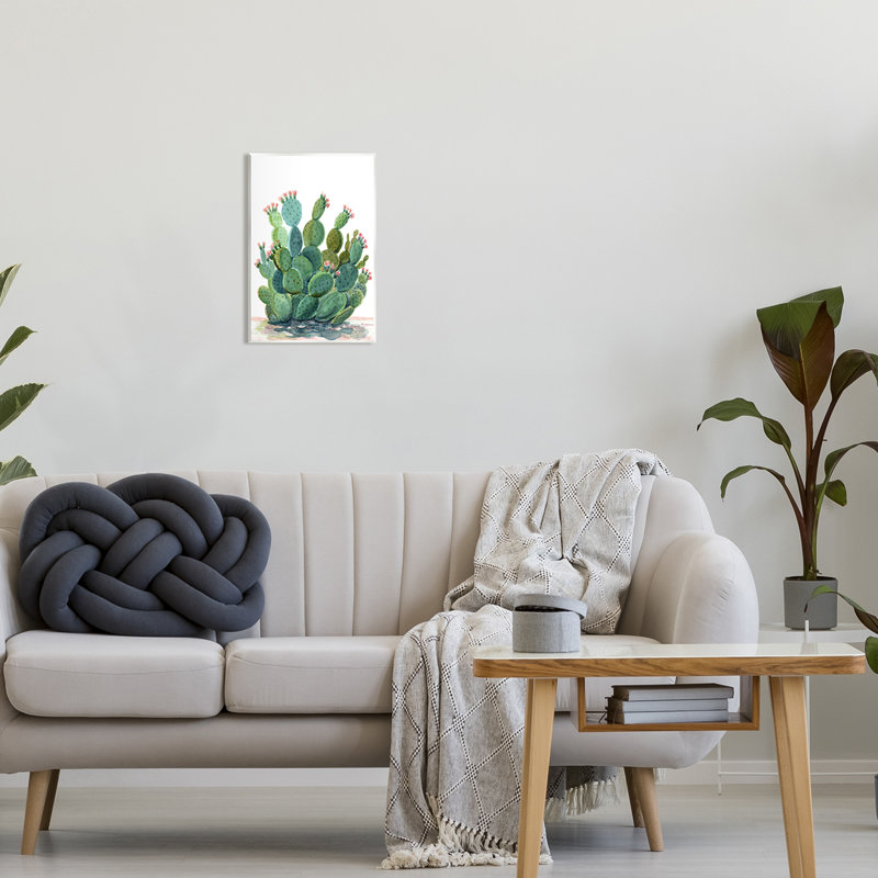 «Botanical Desert Prickly Pear Cactus Floater» par Cherish Flieder, H 15 po x l 10 po x P 0,5 po, Bois