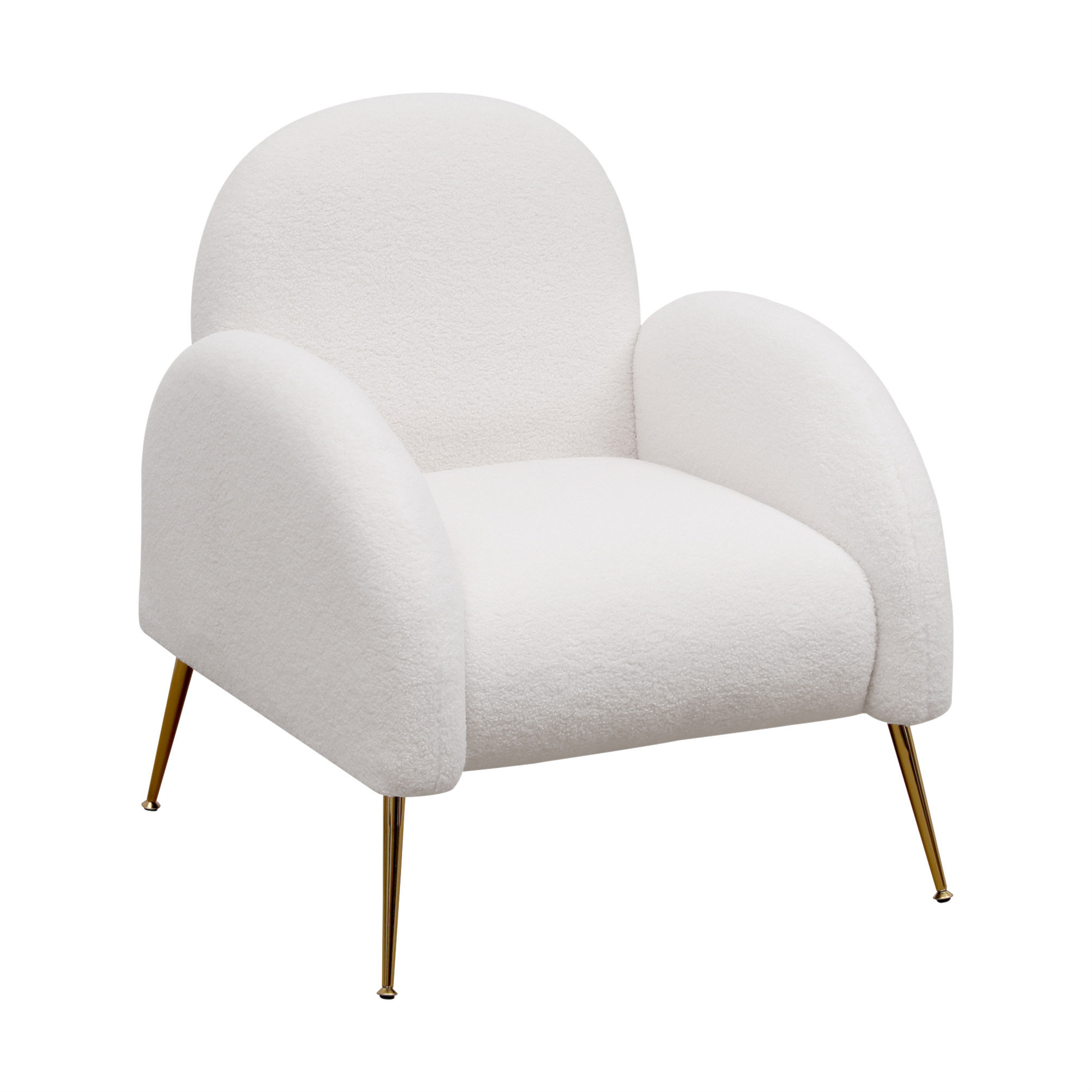 STYLISH Accent Upholstered Single Chair White Sherpa Armchair With ...