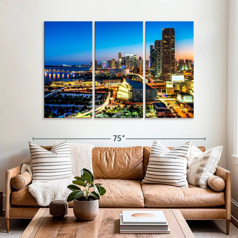 Sireci Miami Downtown At Night, 42" H x 65" W