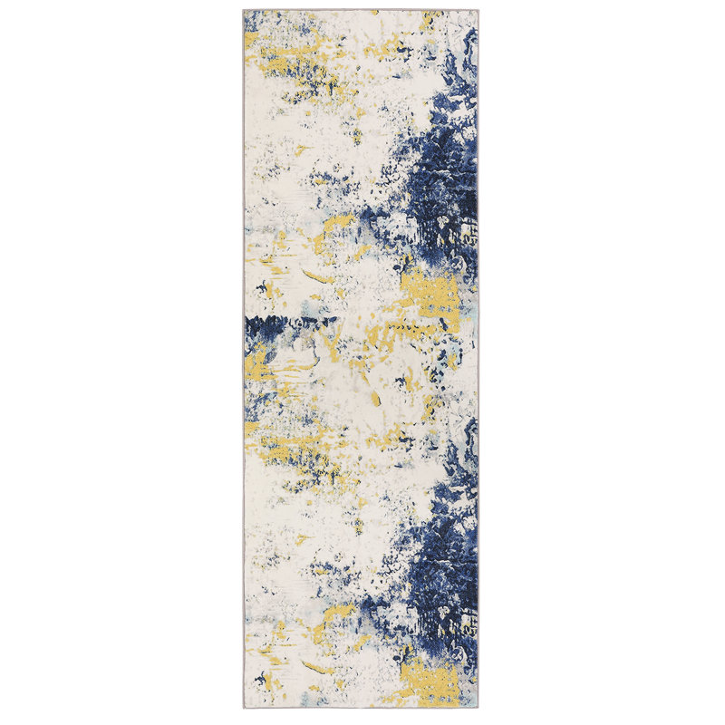 Rengel Abstract Modern Area Rug, Washable Foldable Soft Rugs, Runner 2' x 6'