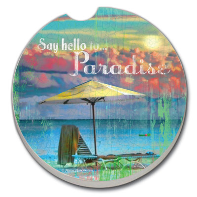 Stoneware Round 2 Piece Car Coaster Set