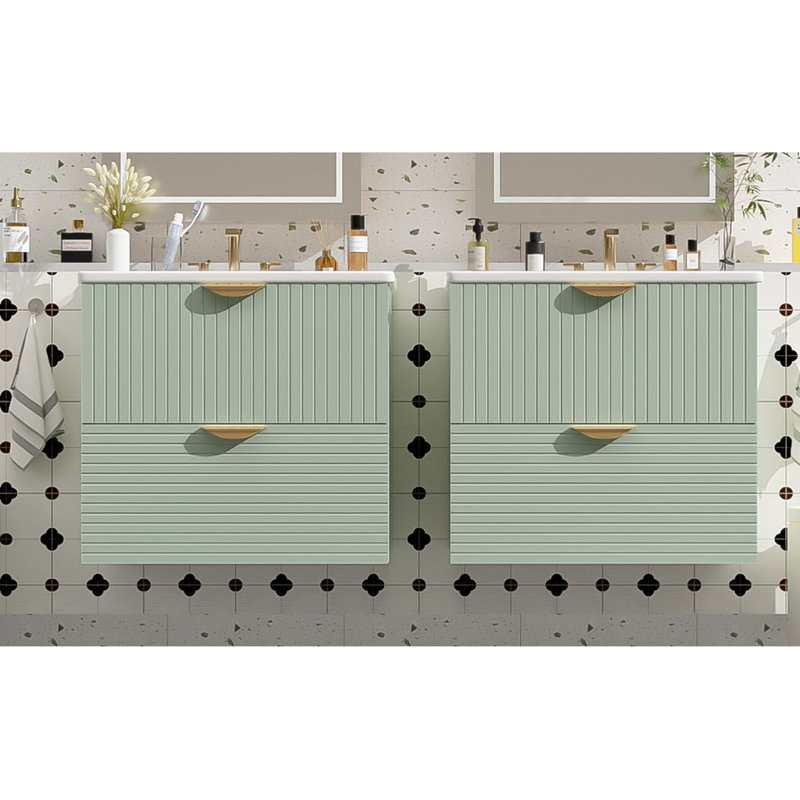 Meuble-lavabo moderne en MDF peu encombrant pour petits espaces avec lavabos en céramique