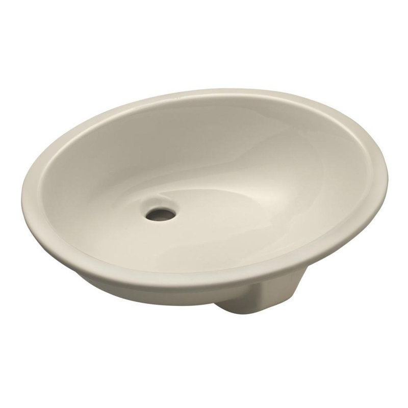 Ceramic Oval Undermount Bathroom Sink with Overflow, Biscuit, 15" x 12"
