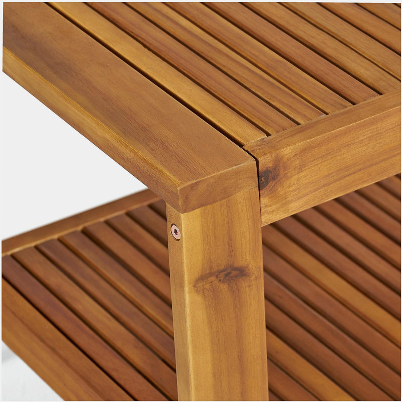 Ensemble de conversation d'extérieur 2 pièces en bois d'acacia teck - causeuse et table basse avec coussins bleu foncé résistants à l'eau, capacité de 350 lb pour le patio, la terrasse et la cour arrière