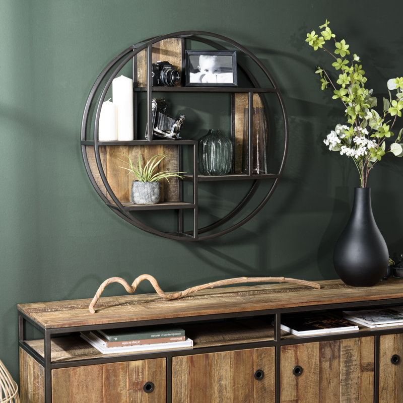 McComb 3 Piece Circle Mahogany Solid Wood Floating Shelf
