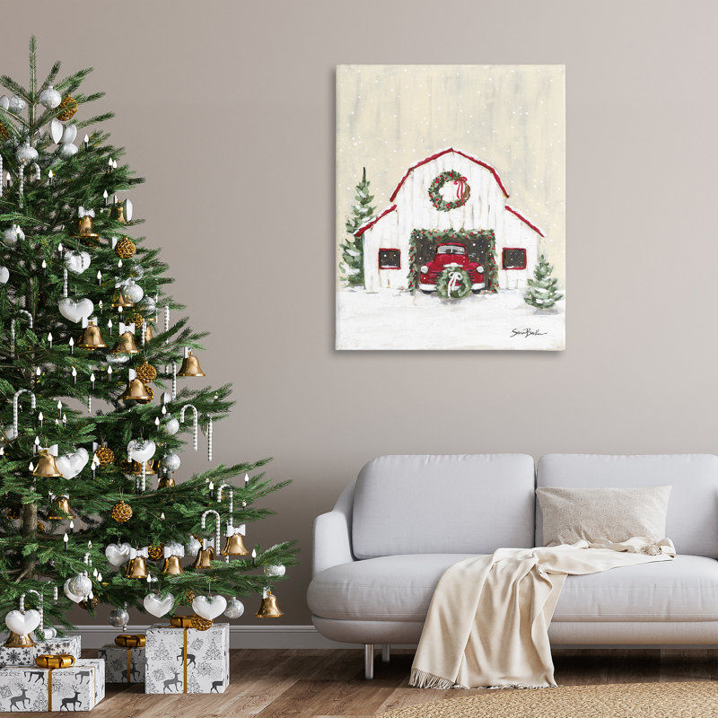 «Seasonal Garlands Barn», art mural sur toile par Cindy Jacobs, H 48 po x l 36 po