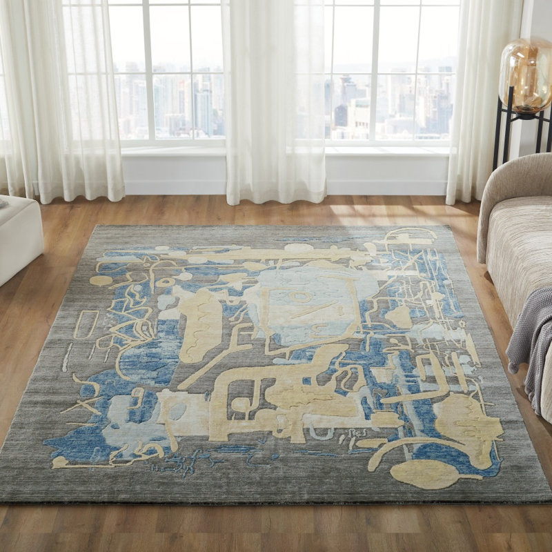 Studio Glyphs By Katie Merz Wool Abstract Area Rug, Rectangle 9'9" x 12'6"