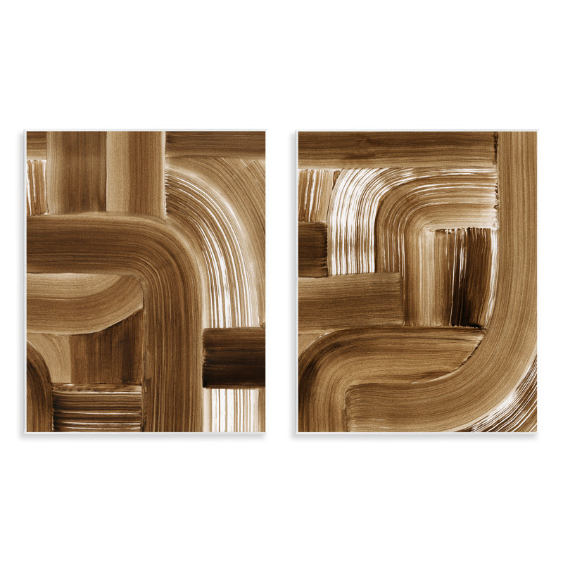 «Gentle Brown Brushstrokes», ensemble de 2 plaques murales par Grace Popp