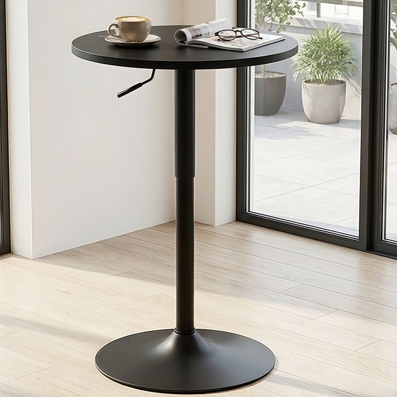 Table bistro de 23,6 po de largeur et hauteur réglable avec base à piédestal pour îlot de cuisine et bar pour la maison