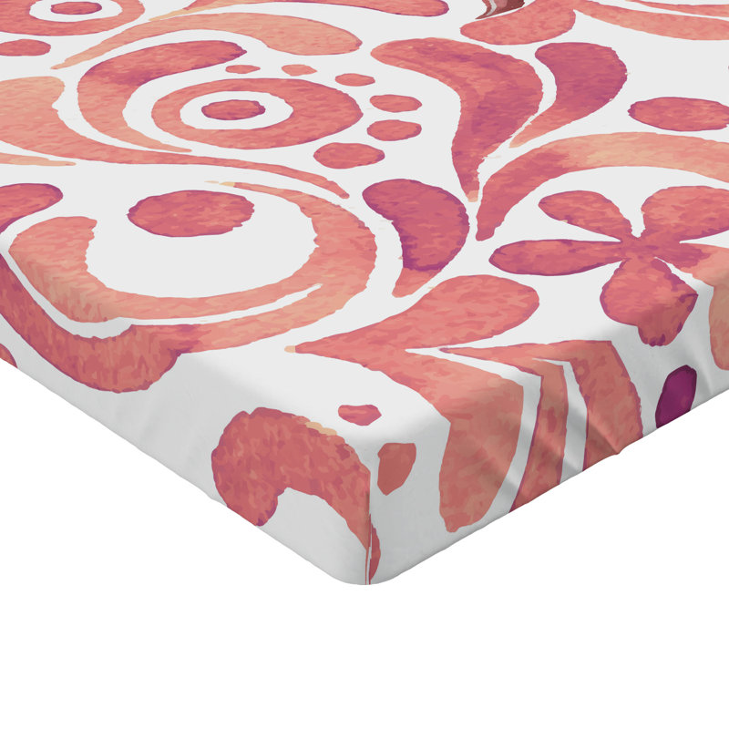Drap-housse orange Ambesonne, Corail / rose séchée / floral blanc, Drap-housse pour lit simple TG