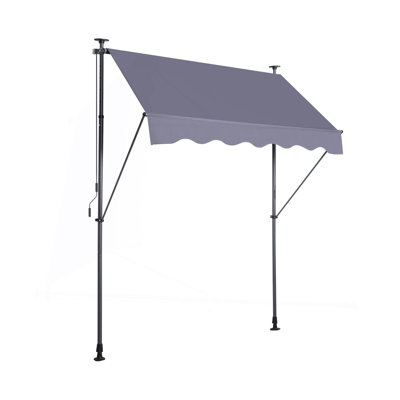 Manual Retractable Awning-78'' Non-Screw Outdoor Sun Shade Cover With Uv Protection – 100% Polyester Made Outdoor Canopy Adjustable Patio Door Window Awning Canopy Sun Shade Curtain For Backyard,Gary